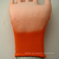 NMSAFETY 13 Gauge strickte orange Polyester-Zwischenlage überzogenes weißes PU auf Palmenhandschuhen für helle Industrie